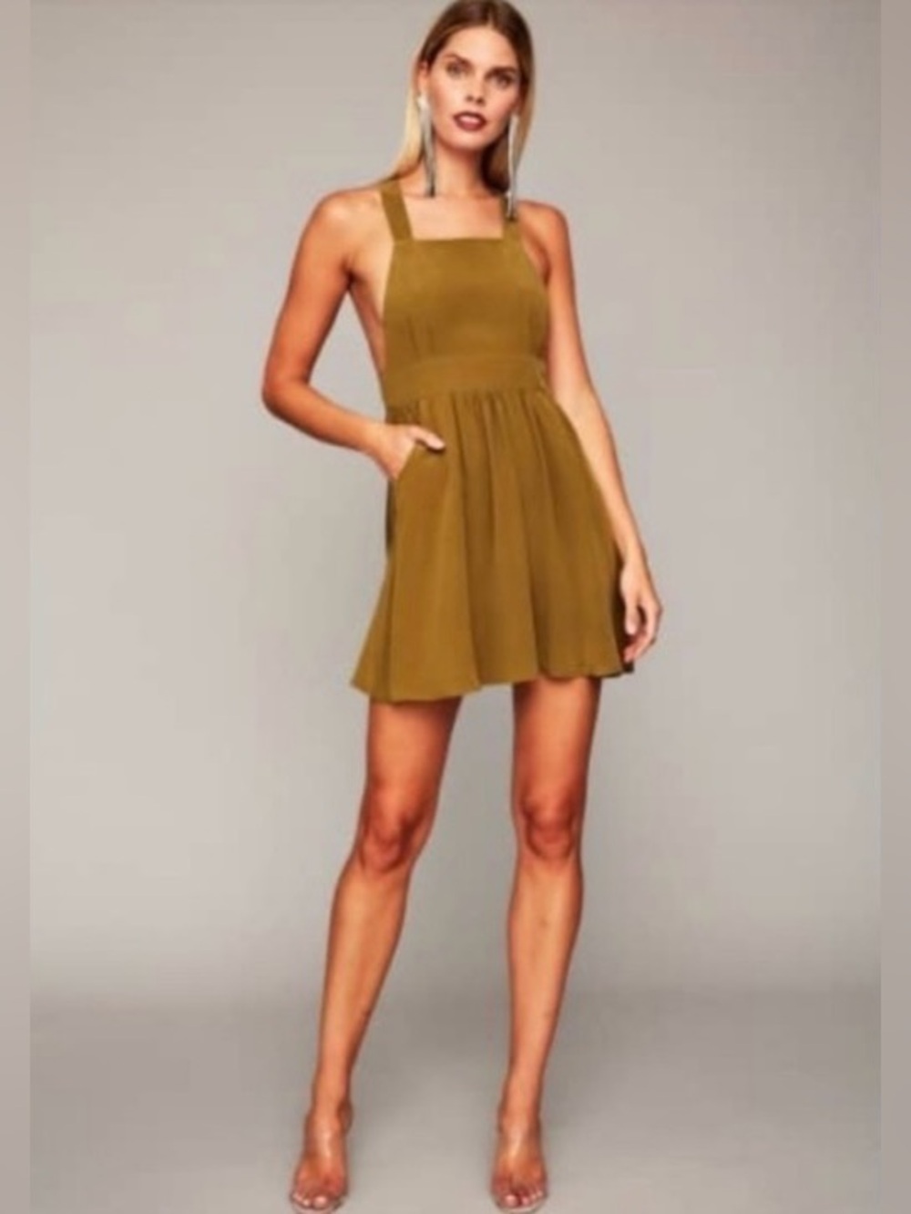 Stone Cold Fox Silk Huntley Dress Olive Green Size 2